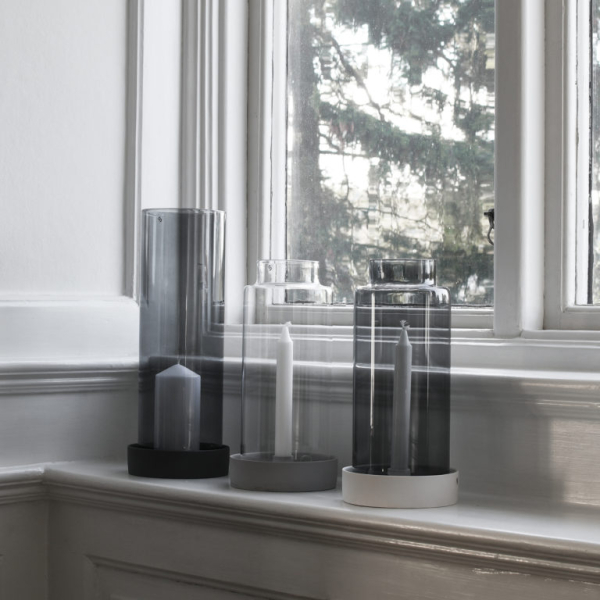 Storm glazen cilinder grijs recht